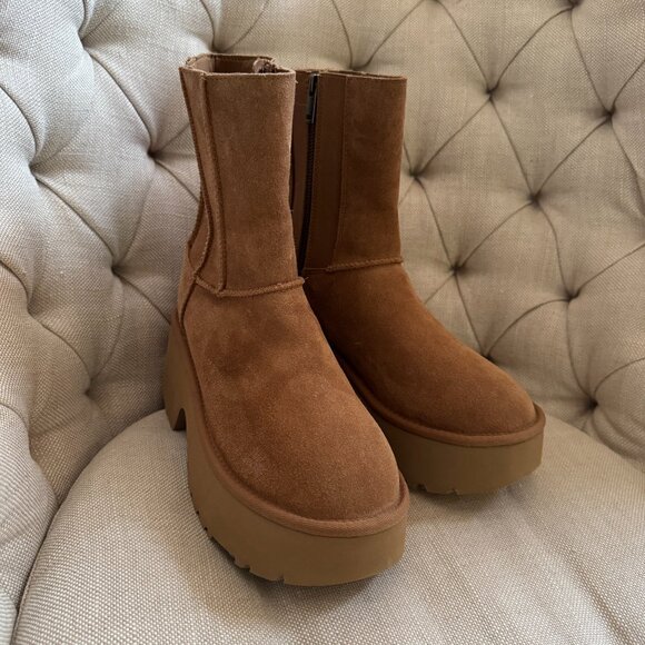 UGG Classic Twin Seam New Heights Platform Boots – Chestnut Suede (Size 7) NWT/N - Picture 13 of 15